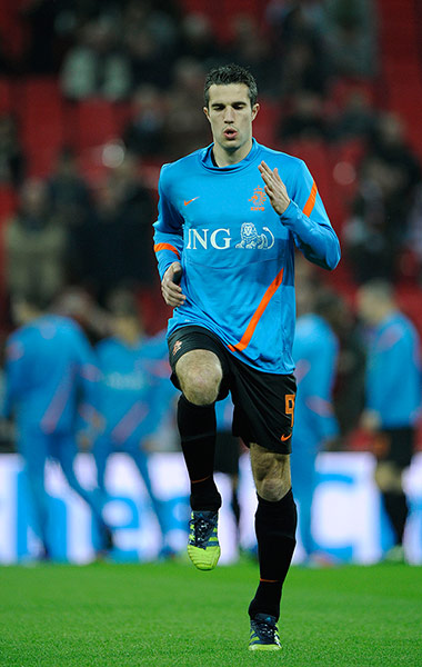 England  v Holland: Robin Van Persie warms up