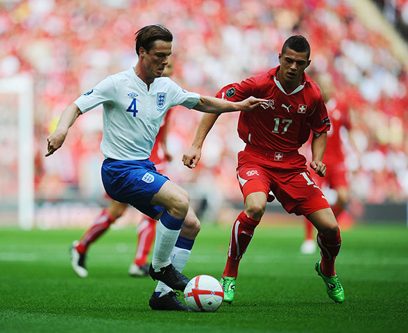 England Captains: England's Scott Parker in action against Switzerland's Granit Xhaka