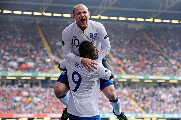 England Captains: Wayne Rooney celebrates after scoring England's 2nd goal against Wales