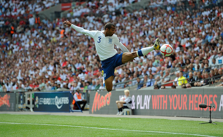England Captains: Acrobatic Ashley Cole can't get to a cross ball