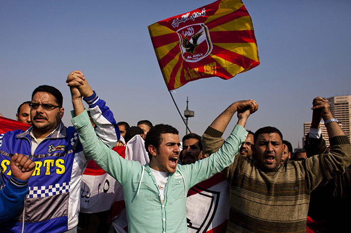Egypt clashes: Protesters gather to demonstrate outside Cairo's Al Ahly football stadium