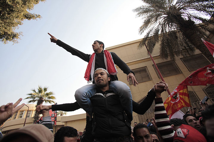 Egypt clashes: Protesters gather to demonstrate outside Cairo's Al Ahly football stadium