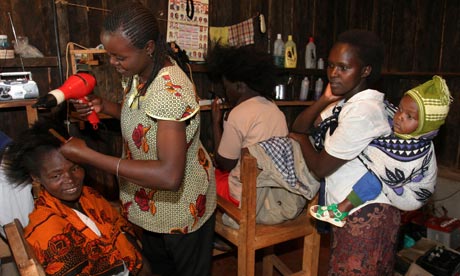 A hairdresser uses electricity from a micro-hydro plant