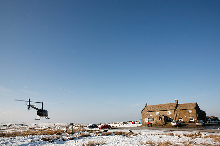 Tan Hill Inn: Helicopter landing