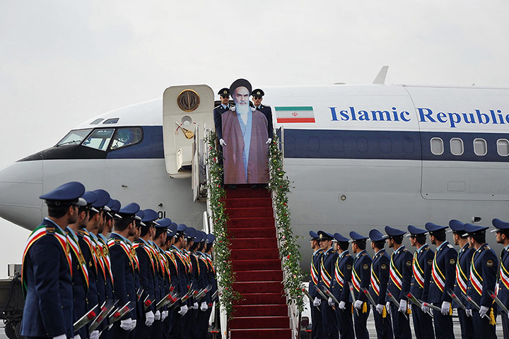 24 Hours: A cardboard cut out of the founder of Islamic Republic Ayatollah Khomeini