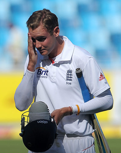 Pakistan v England: England's Stuart Broad leaves the field after his dismissal