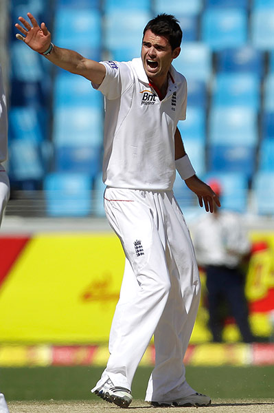 Pakistan v England: England's James Anderson celebrates taking the wicket of Pakistan's Taufeeq