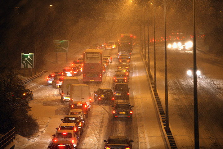UK snow: Traffic comes to a standstill on the A50 trunk road through Stoke-on-Trent