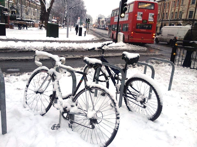 Readers : Iced bikes on Tottenham High Road