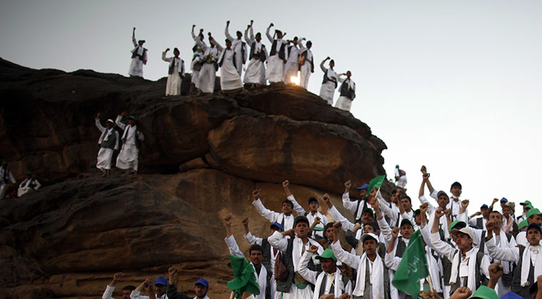 24 hours: Saada, Yemen: Followers of Yemen's Shi'ite sect stand following a ceremony