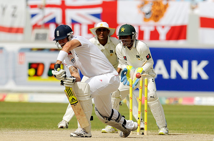 Third test: England's Kevin Pietersen is bowled for 18 runs by Pakistan's Saeed Ajmal