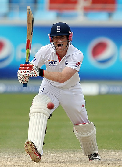 Third test: England's cricketer Eoin Morgan plays a shot