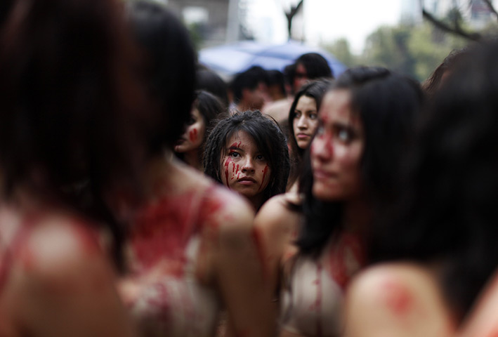 24 hours: Mexico City, Mexico: Activists from an animal rights group protest
