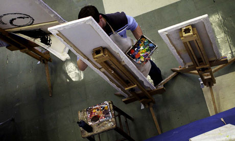 art students painting