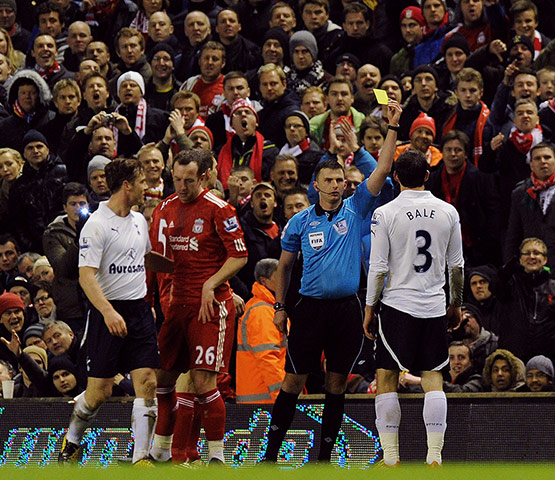 Liverpool v Spurs: Gareth Bale gets booked against Liverpool