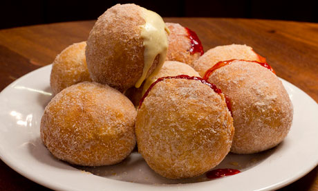 Custard and plum doughnuts