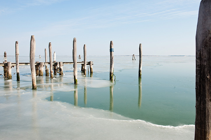 Frozen Venice: The North side of the frozen Venice Lagoon