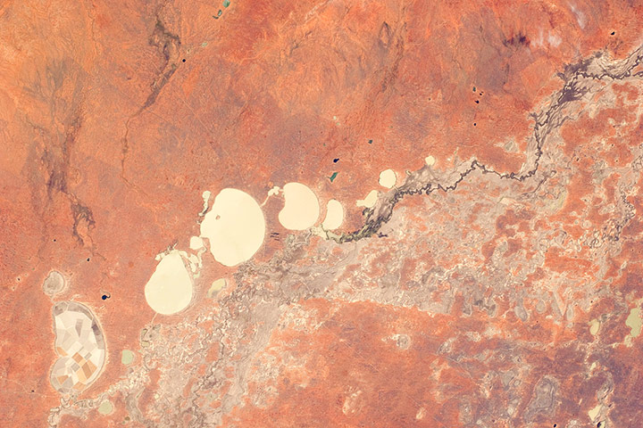 Satellite eye on earth: the Menindee Lake system along the Darling River.