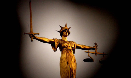 A framed view of the scales of justice