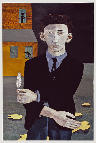 Lucian Freud at NPG: Lucian Freud at National Portrait Gallery - Man with a Feather 