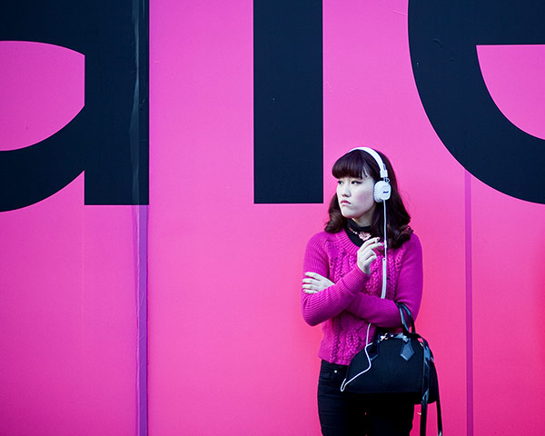 In pictures: Pink: girl wearing headphones
