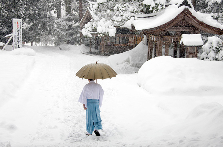24 hours in pictures: Yahiko Mura City, Japan: A man walks near Yahiko Shrine