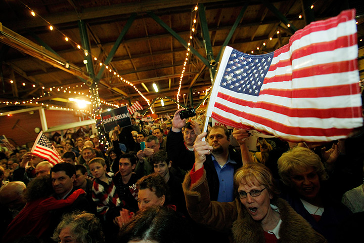 24 hours in pictures: Plano, US: Supporters of Republican presidential candidate Rick Santorum