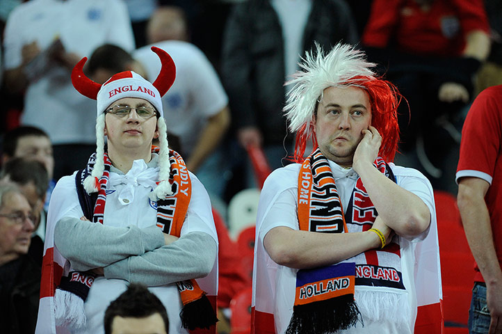 England v Holland: Disgruntled looking England fans