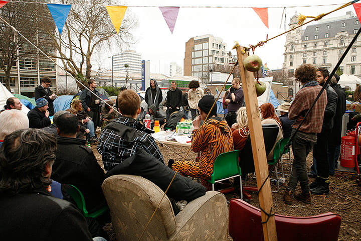 Occupy Finsbury Square: Occupiers in Finsbury Square, London, 29th February 2012