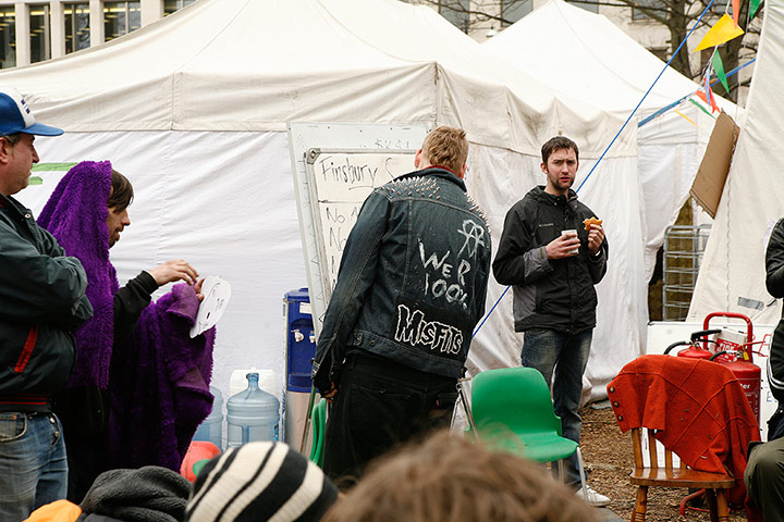 Occupy Finsbury Square: Occupiers in Finsbury Square, London, 29th February 2012