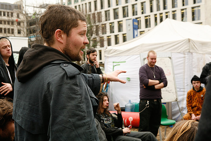 Occupy Finsbury Square: Occupiers in Finsbury Square, London, 29th February 2012