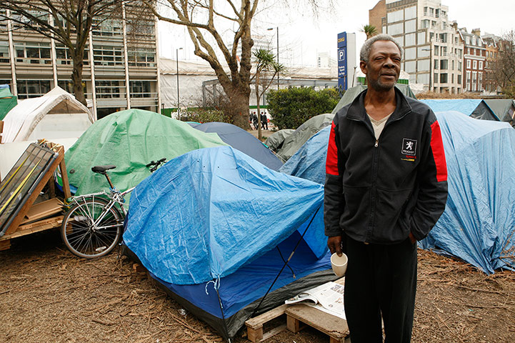 Occupy Finsbury Square: Occupiers in Finsbury Square, London, 29th February 2012