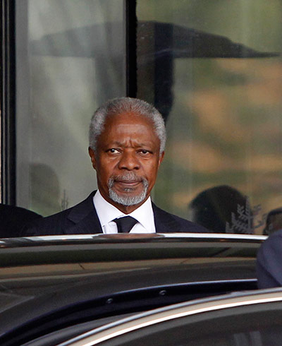 Syria Annan: Kofi Annan on his way to meet Syria's President Bashar al-Assad in Damascus