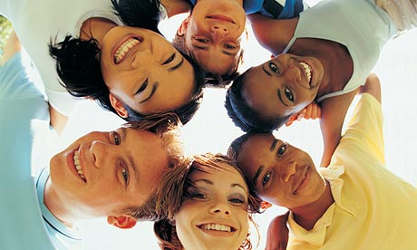 Teenagers in a huddle