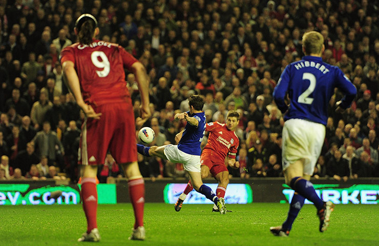 Liverpool v Everton: Liverpool's Steven Gerrard scores against Everton