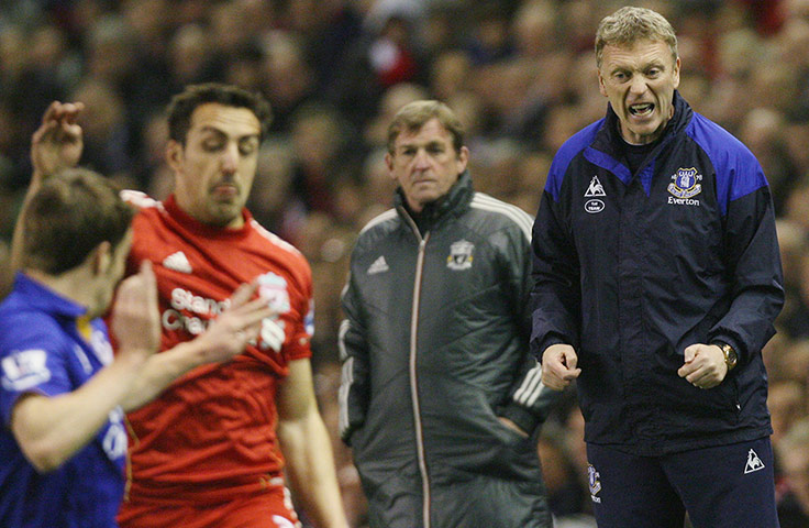 Liverpool v Everton: Everton manager David Moyes and Liverpool manager Kenny Dalglish