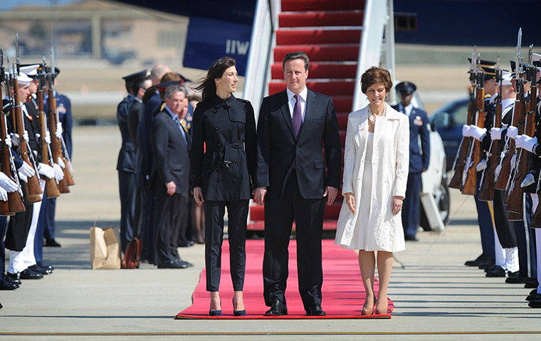Camerons in US: David Cameron and Samantha with US Chief of Protocol Capricia Marshall