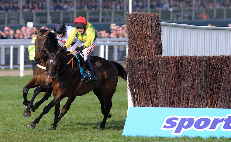Cheltenham day 2: Finians Rainbow (left) and Sizing Europe have to run round the final fence