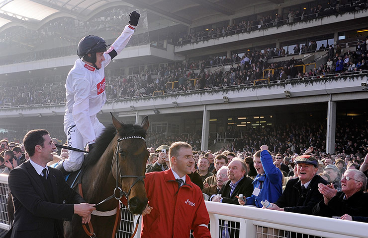 Cheltenham ladies day: Barry Geraghty celebrates victory on Finians Rainbow 
