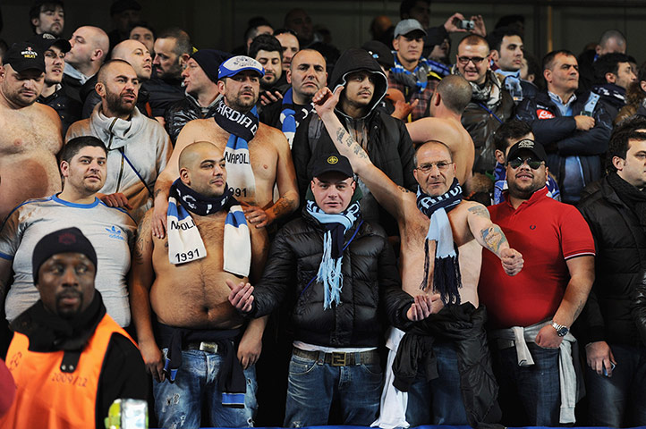 Tuesday Champions League: Napoli fans at Stamford Bridge for the game against Chelsea