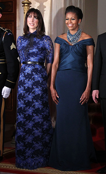 State dinner fashion: Samantha Cameron and Michelle Obama