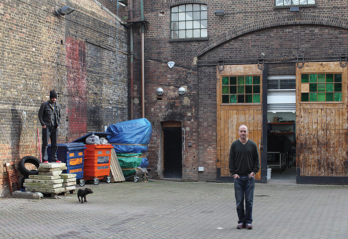Artists: Jake and Dinos Chapman outside their studio in east london