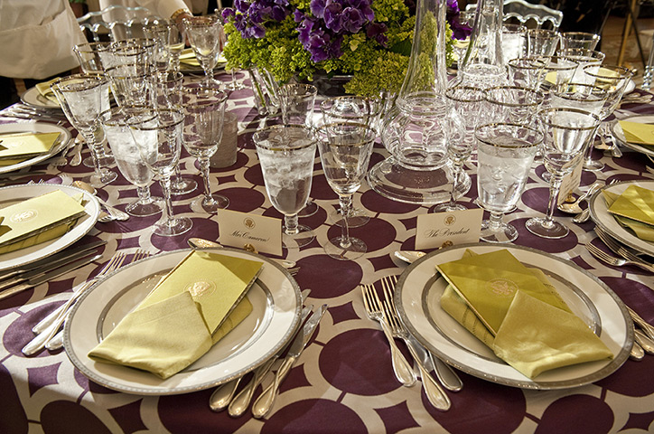 White House state dinner: White House State dinner table settings