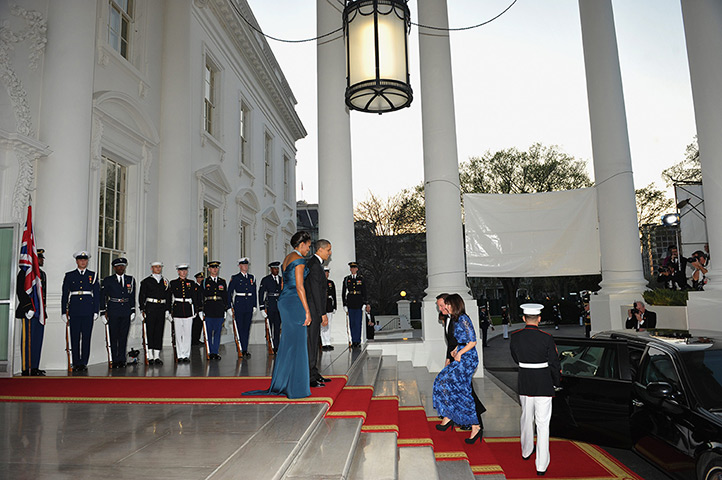 White House state dinner: Barack and Michelle Obama greet David and Samantha Cameron