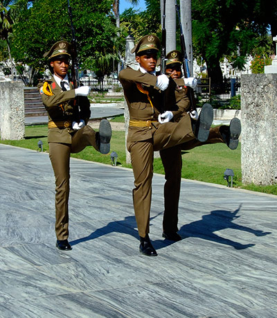 In Pictures: These guards at the Jose Martin mausoleum in Santiago de Cuba