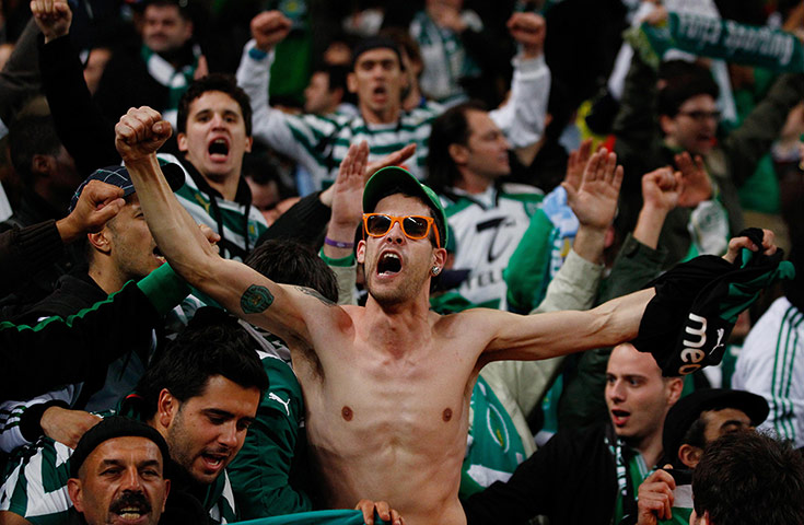 City v Sporting: Happy Sporting Lisbon fans
