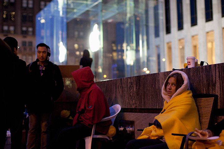 New iPad goes on sale: New York, US: People camp out on Fifth Avenue