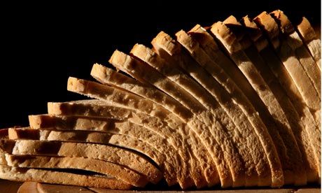 A loaf of white sliced bread.