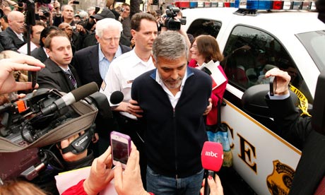 Clooney's locked up! Photograph: Kevin Lamarque/Reuters