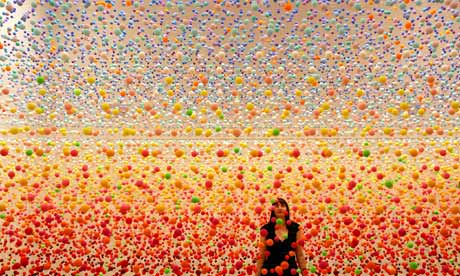 A work of art made from polystyrene balls